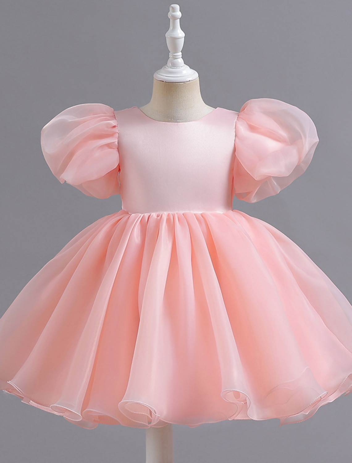 Chiffon short flower girl dress with butterfly open back.