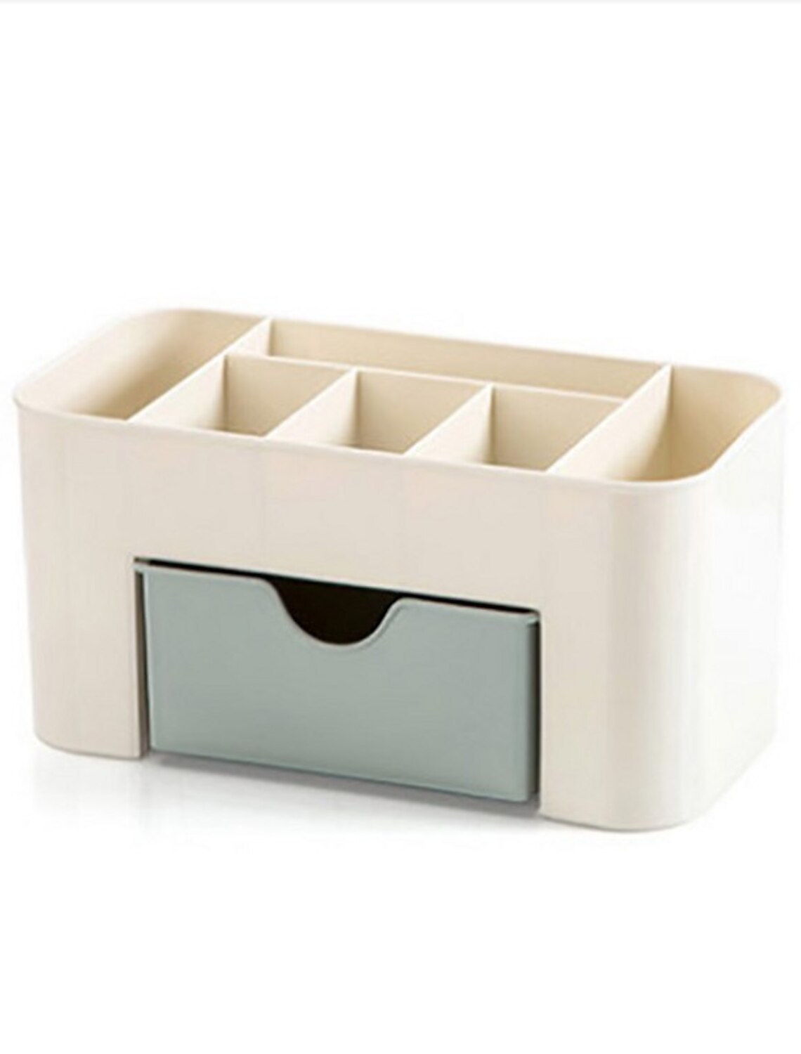 Detail of the drawer handle on the plastic organizer.
