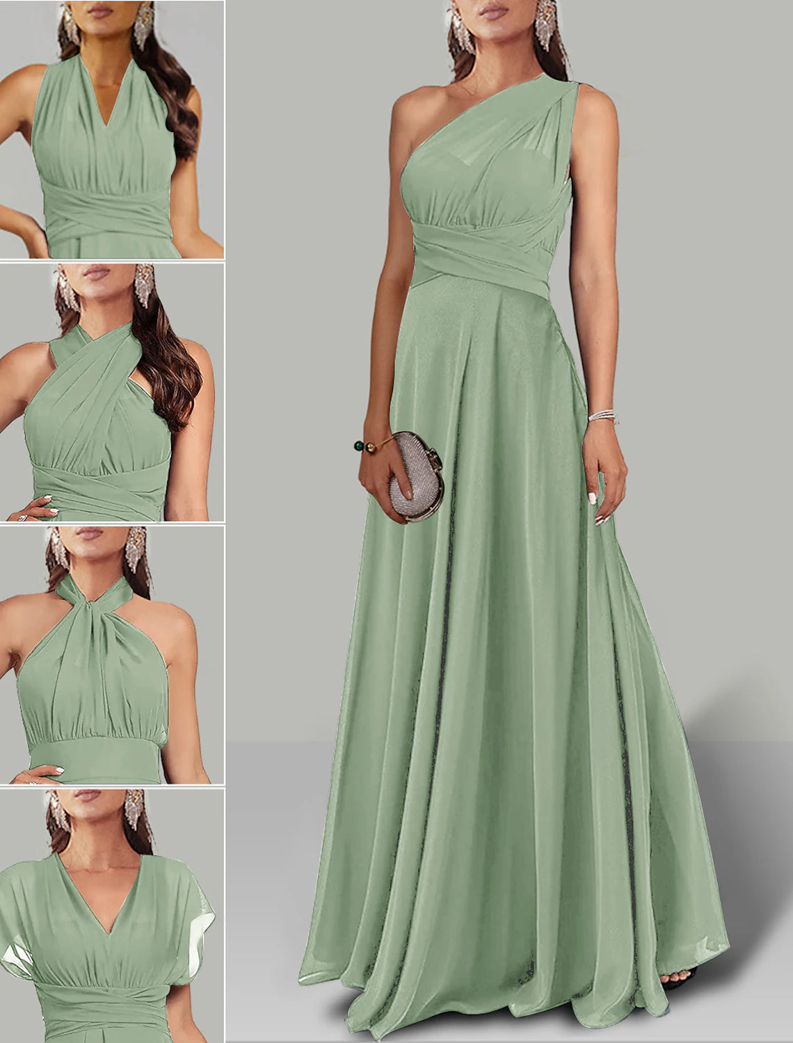 Convertible Chiffon dress showing back or alternative styling.