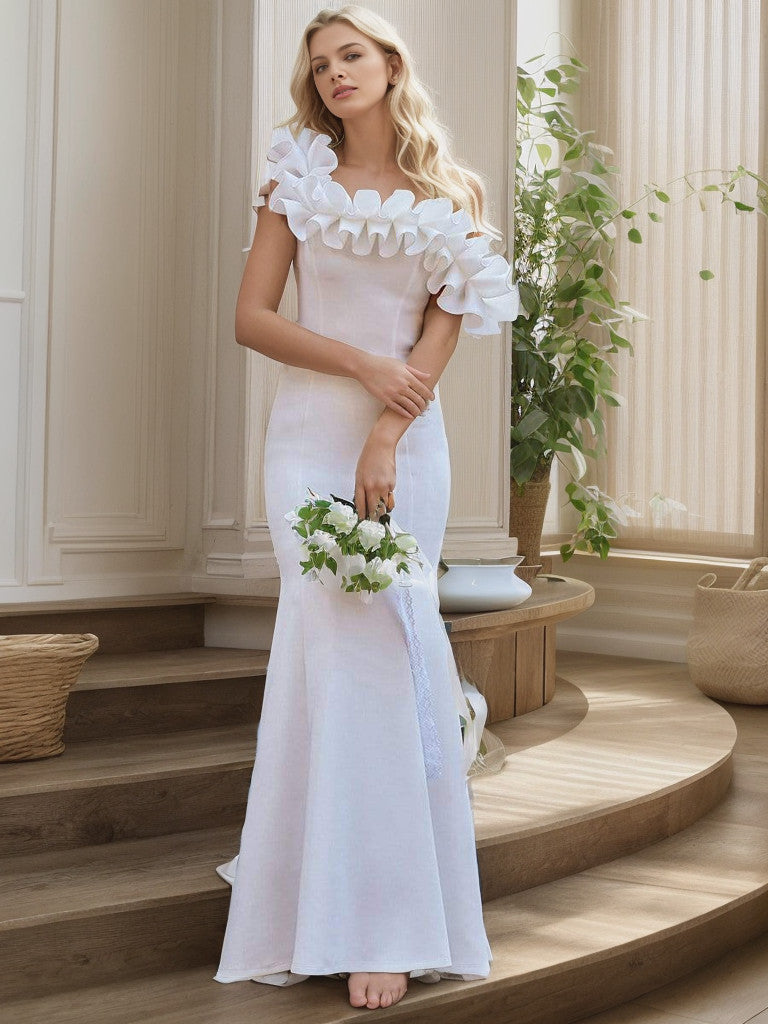 Off the Shoulder A Line Mermaid Maxi Evening Gown