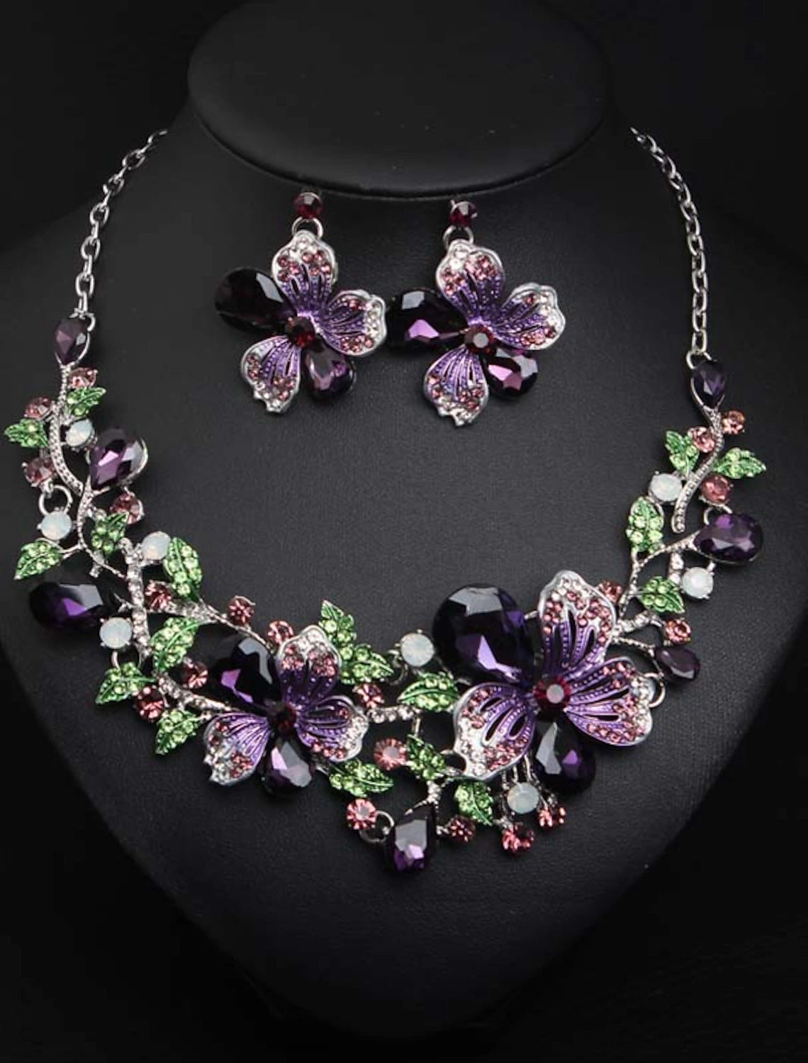 Detailed view of the cubic zirconia flower earrings.