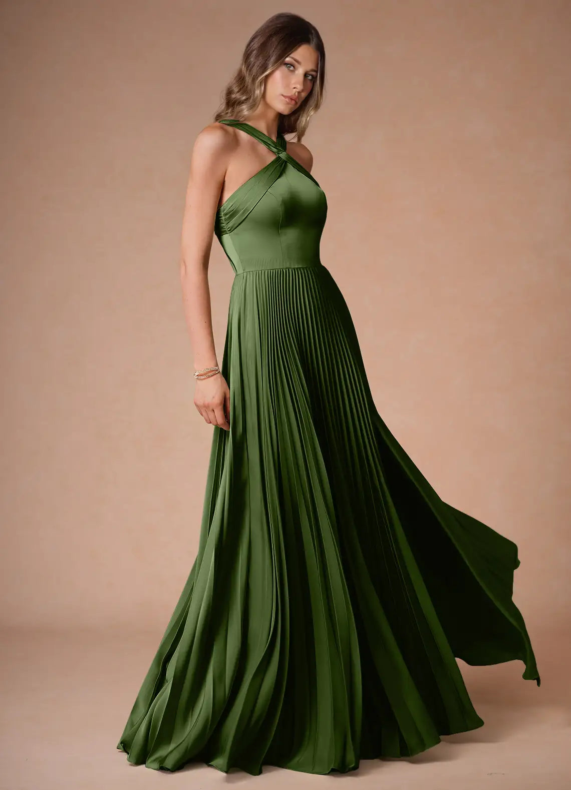 Dark Green One Shoulder Pleated Prom Dress with Cutout Back and Flowing Silhouette for Formal Events and Evening Occasions