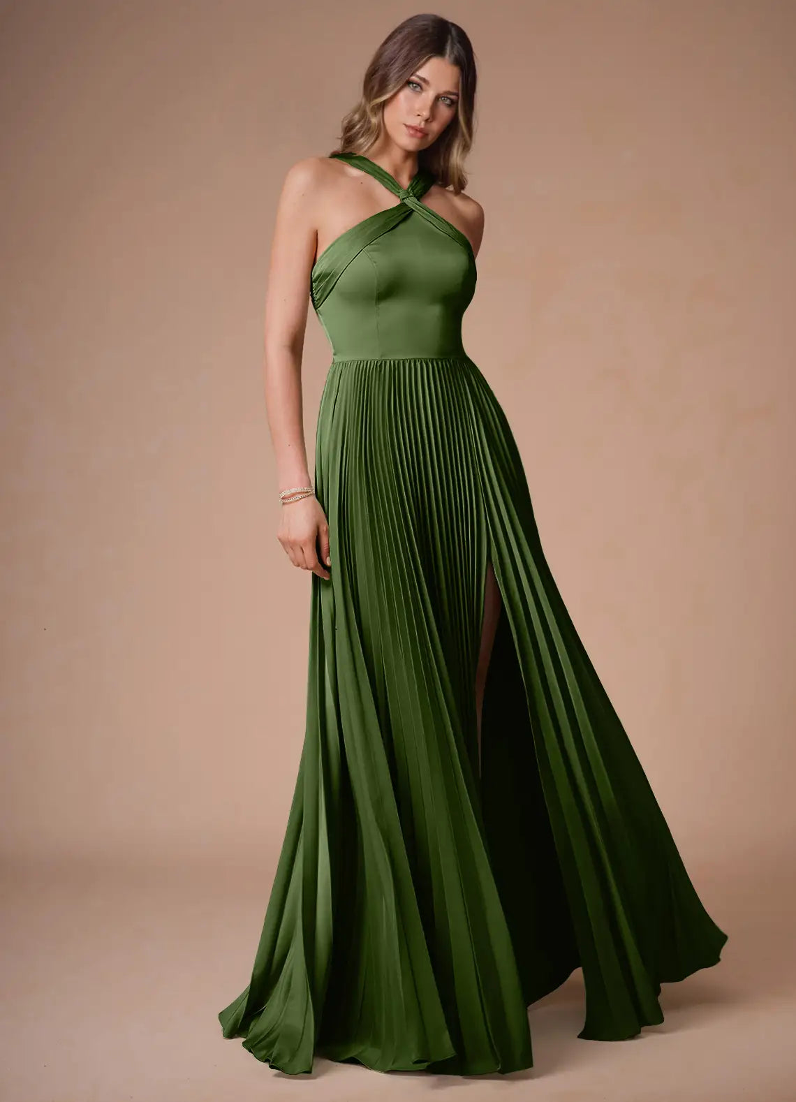Dark Green One Shoulder Pleated Prom Dress with Cutout Back and Flowing Silhouette for Formal Events and Evening Occasions