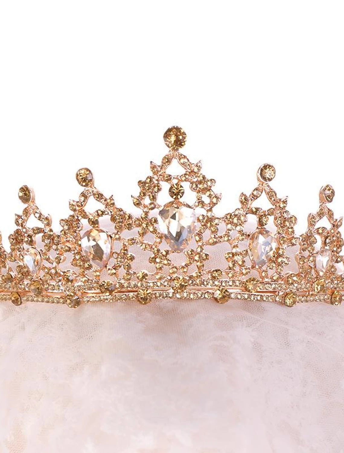 Close-up of the intricate crystal details on the queen crown.