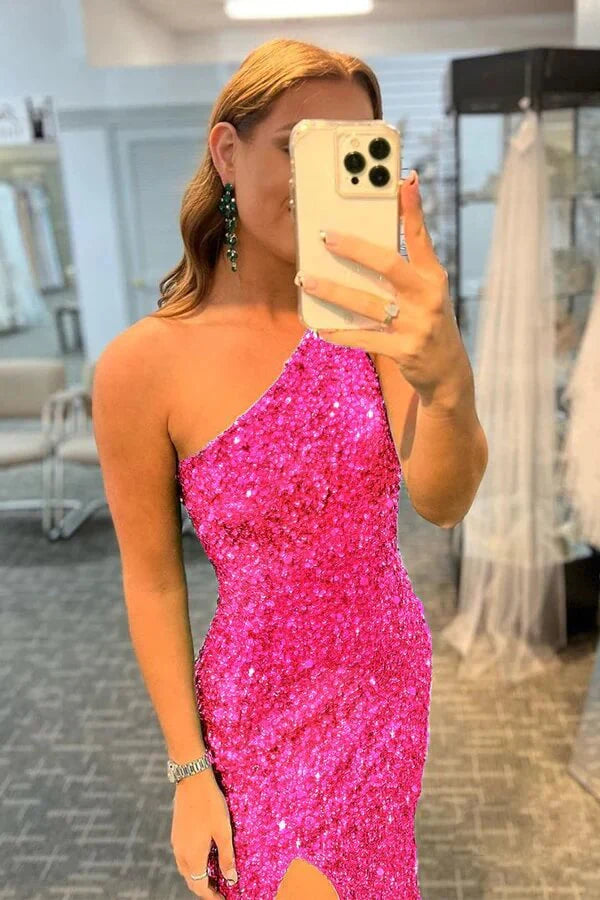 Back view of a woman showcasing the elegant backless design of the sequined prom dress.