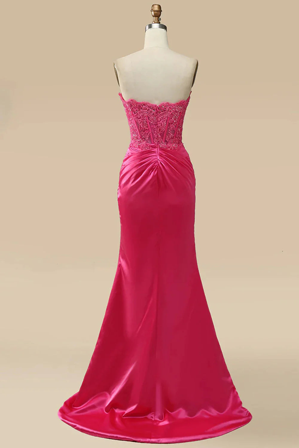Side view of the sparkly sheath dress, highlighting the elegant high slit.