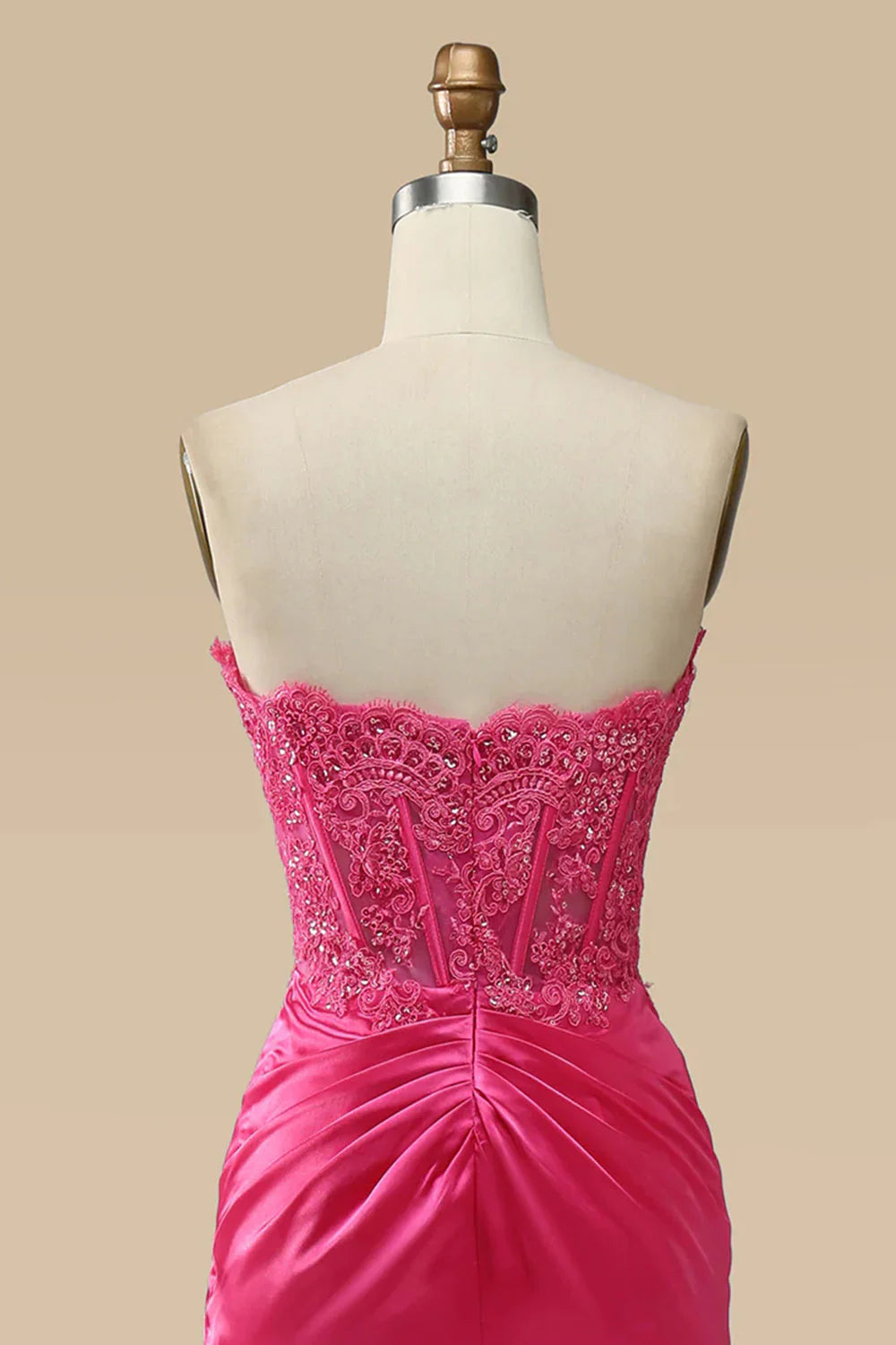 Close-up of the shimmering fabric and corset detail on the sparkly dress.