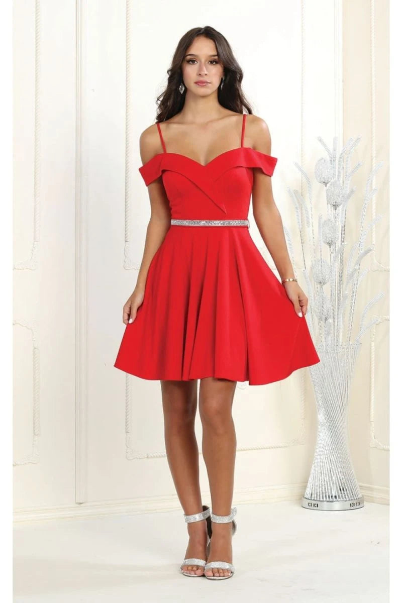 Dazzling A-Line Off-Shoulder Sweetheart Sparkly Red Short Homecoming Dress for Women