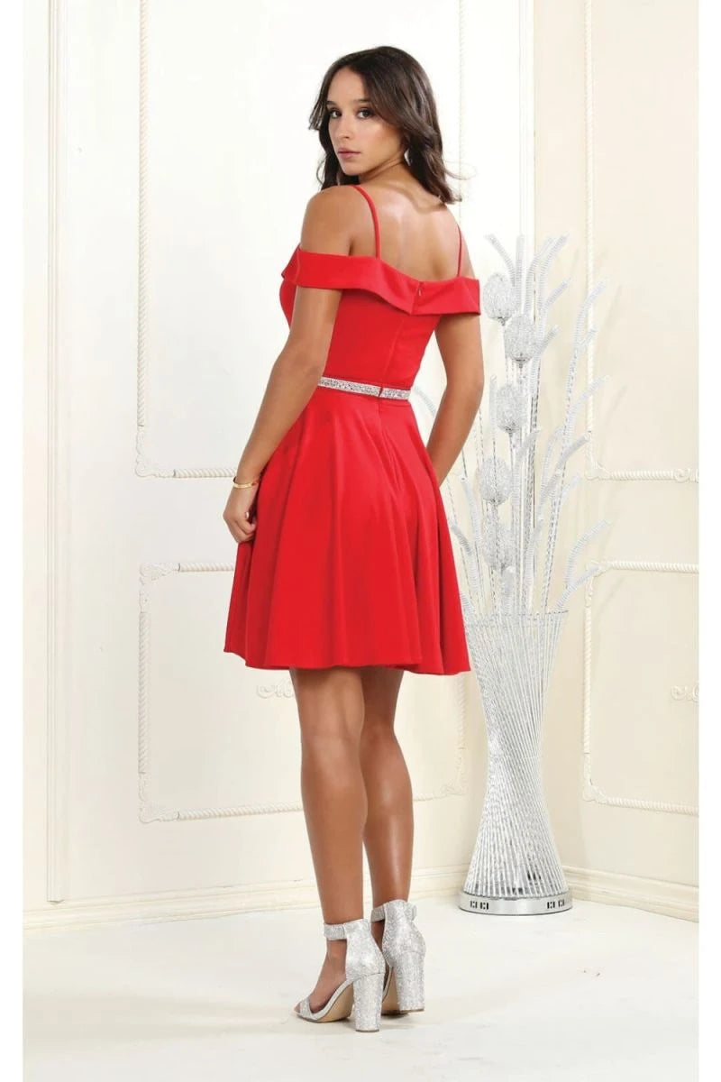 Dazzling A-Line Off-Shoulder Sweetheart Sparkly Red Short Homecoming Dress for Women