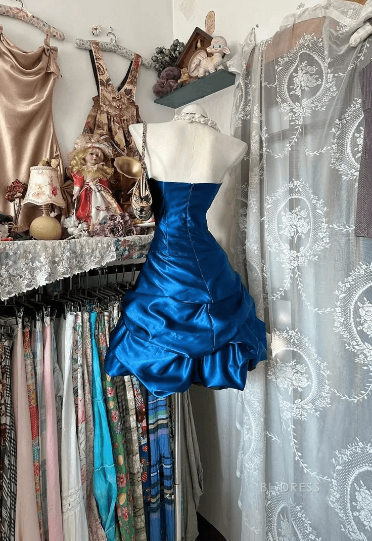 Dazzling A-Line Strapless Ruched Chic Royal Blue Short Homecoming Women's Gown