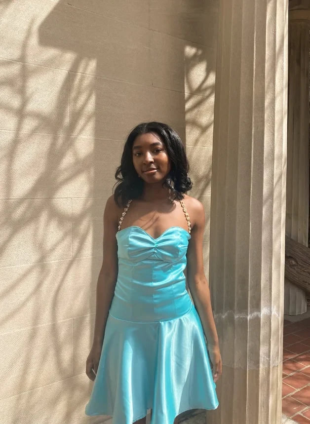 Dazzling A-Line Sweetheart Sleeveless Ruched Aqua Short Homecoming Dress