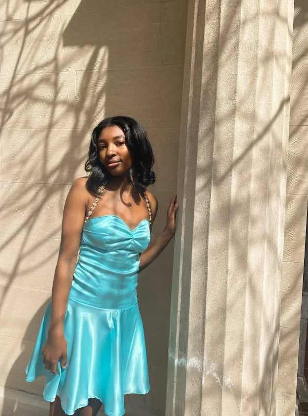 Dazzling A-Line Sweetheart Sleeveless Ruched Aqua Short Homecoming Dress