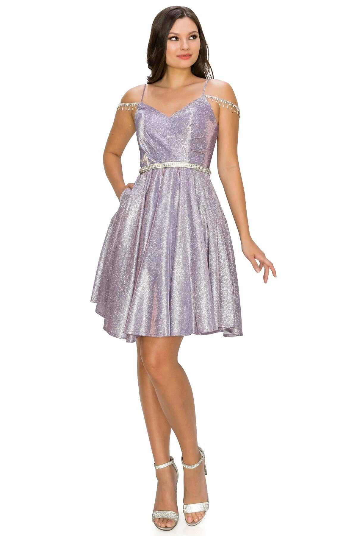 Dazzling A-Line Sweetheart Sleeveless Shimmering Elegant Lavender Short Homecoming Dress Women's Gown