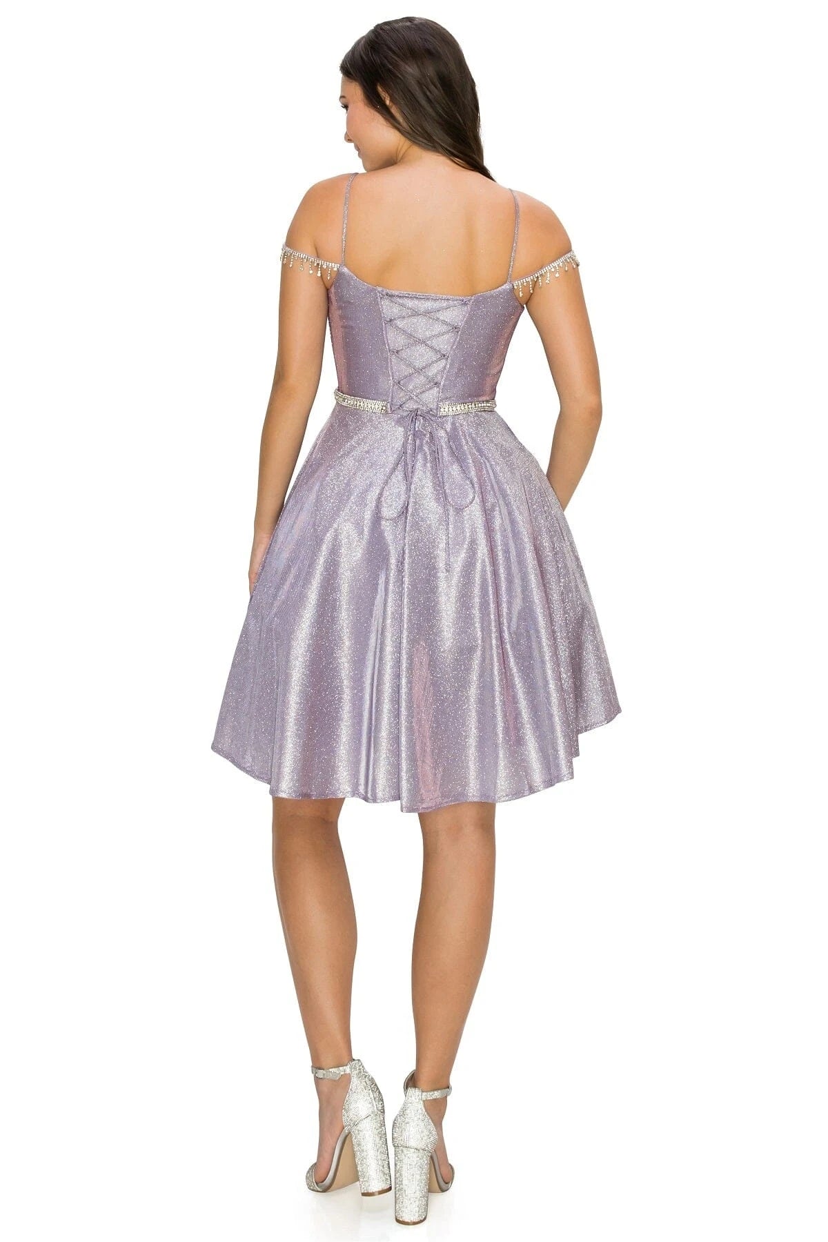 Dazzling A-Line Sweetheart Sleeveless Shimmering Elegant Lavender Short Homecoming Dress Women's Gown