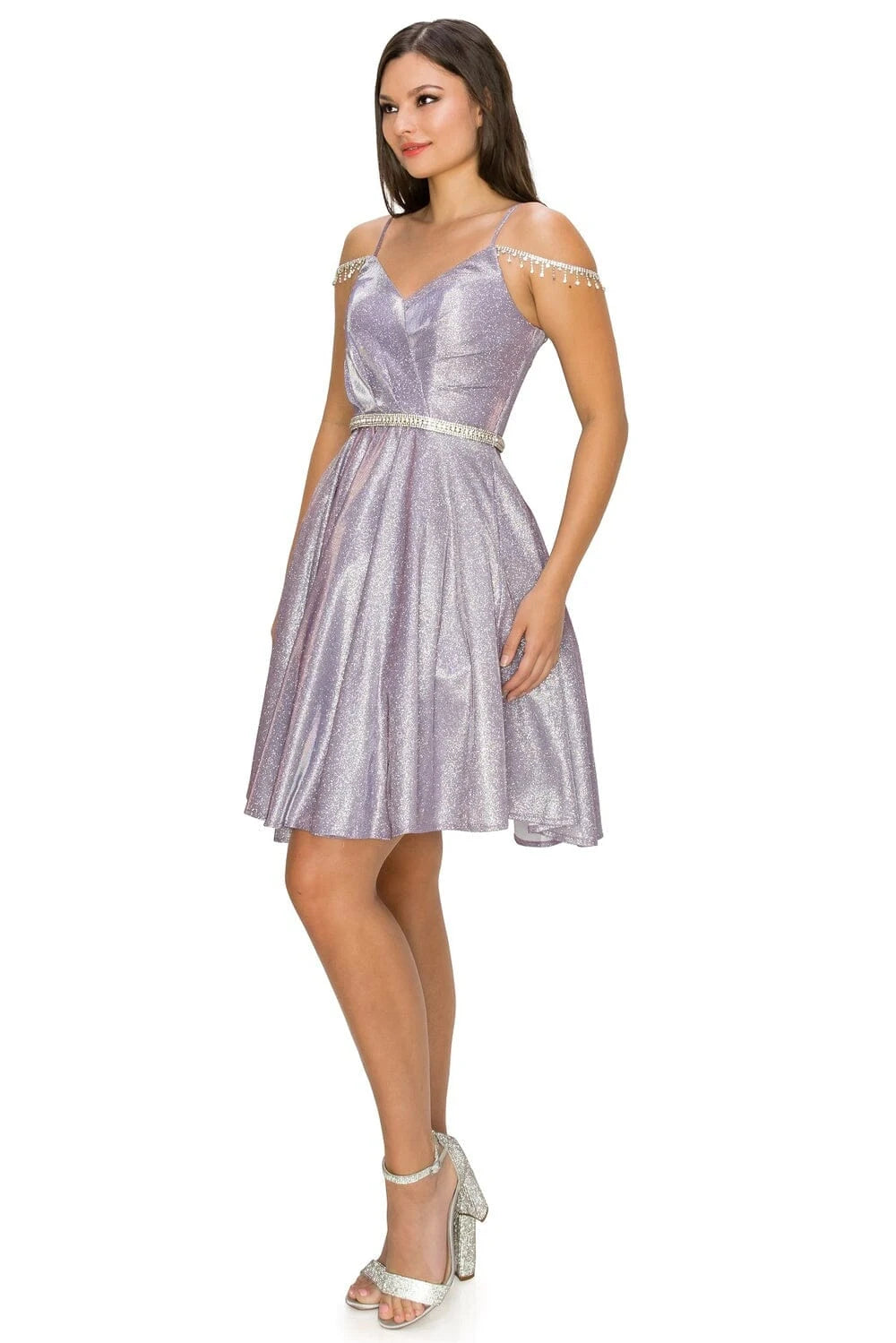 Dazzling A-Line Sweetheart Sleeveless Shimmering Elegant Lavender Short Homecoming Dress Women's Gown