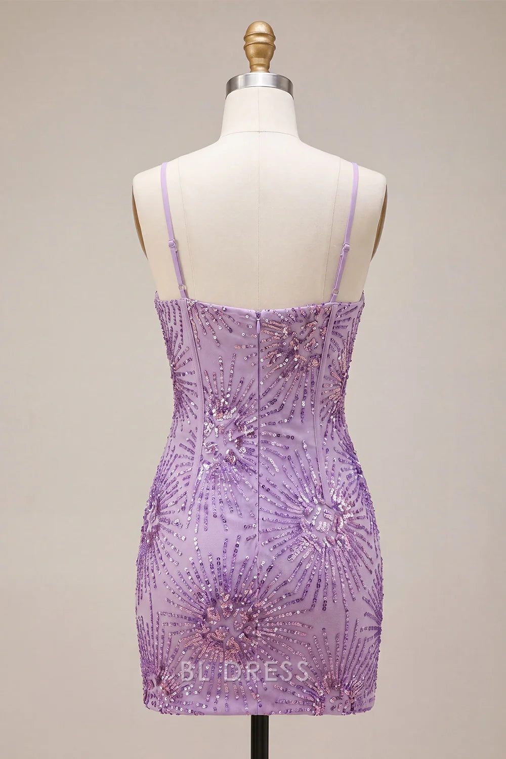 Dazzling Bodycon Sweetheart Sequin Bow Lavender Mini Homecoming Dress Women's