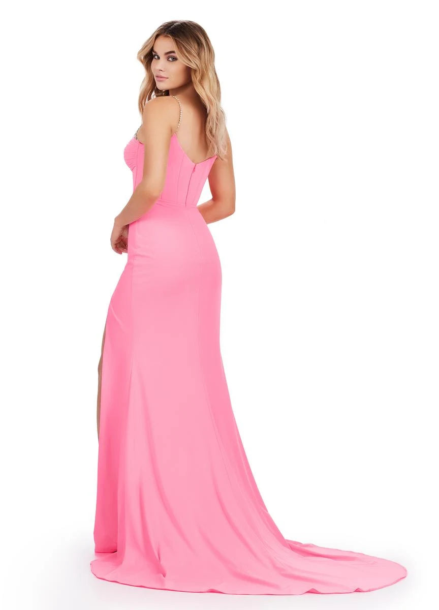 Dazzling Mermaid Sweetheart Sleeveless Beaded Slit Hot Pink Floor-Length Prom Dress