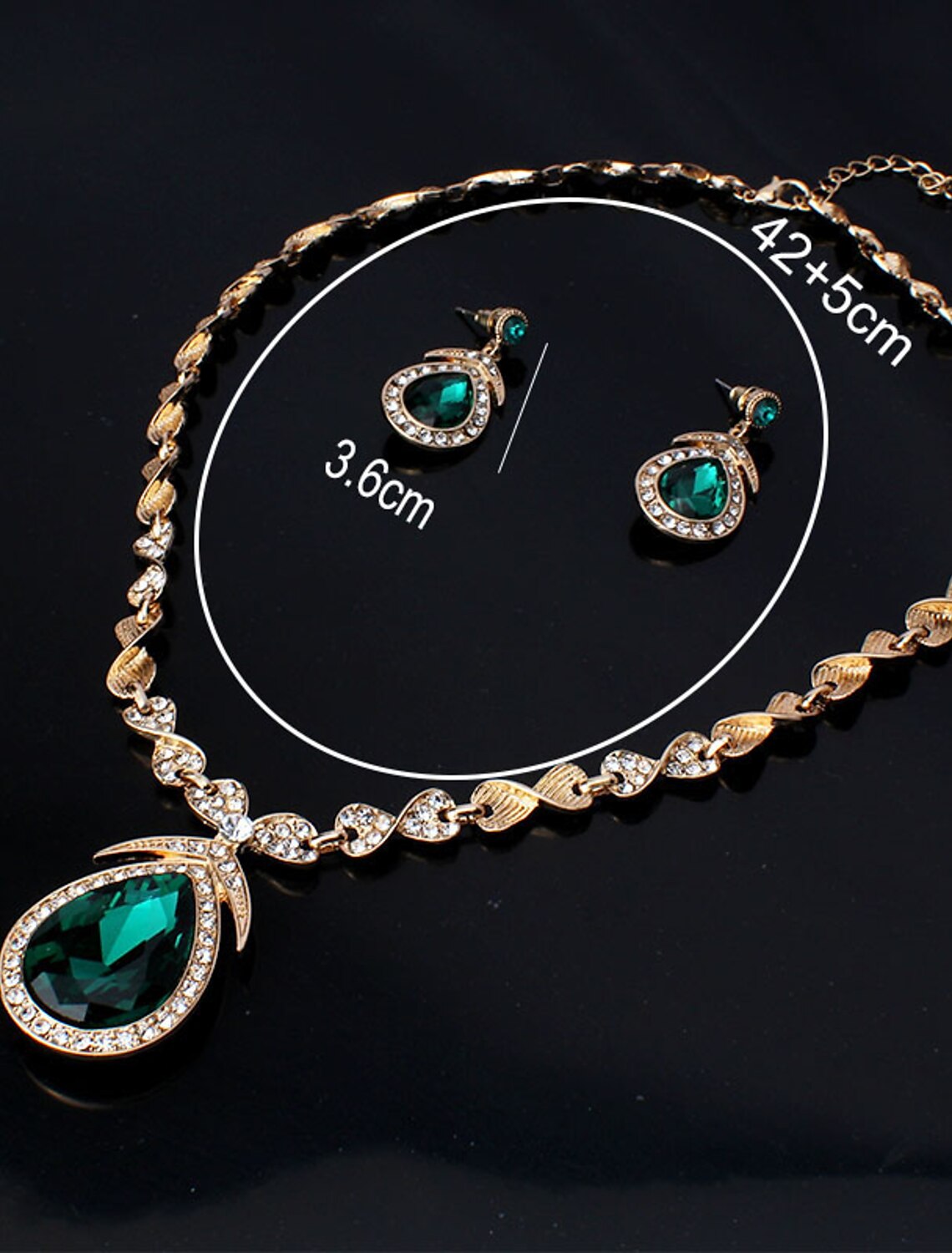 Model wearing the 18K gold plated cubic zirconia jewelry set.