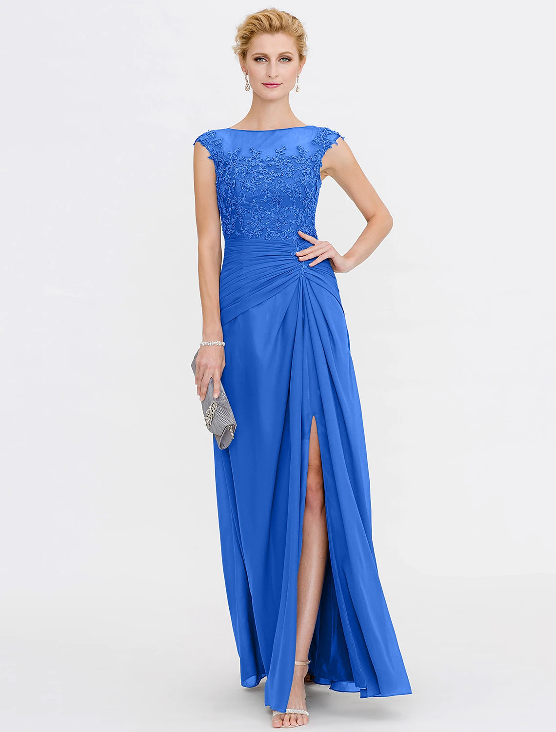 Full length view of the elegant A-Line dress for formal occasions.