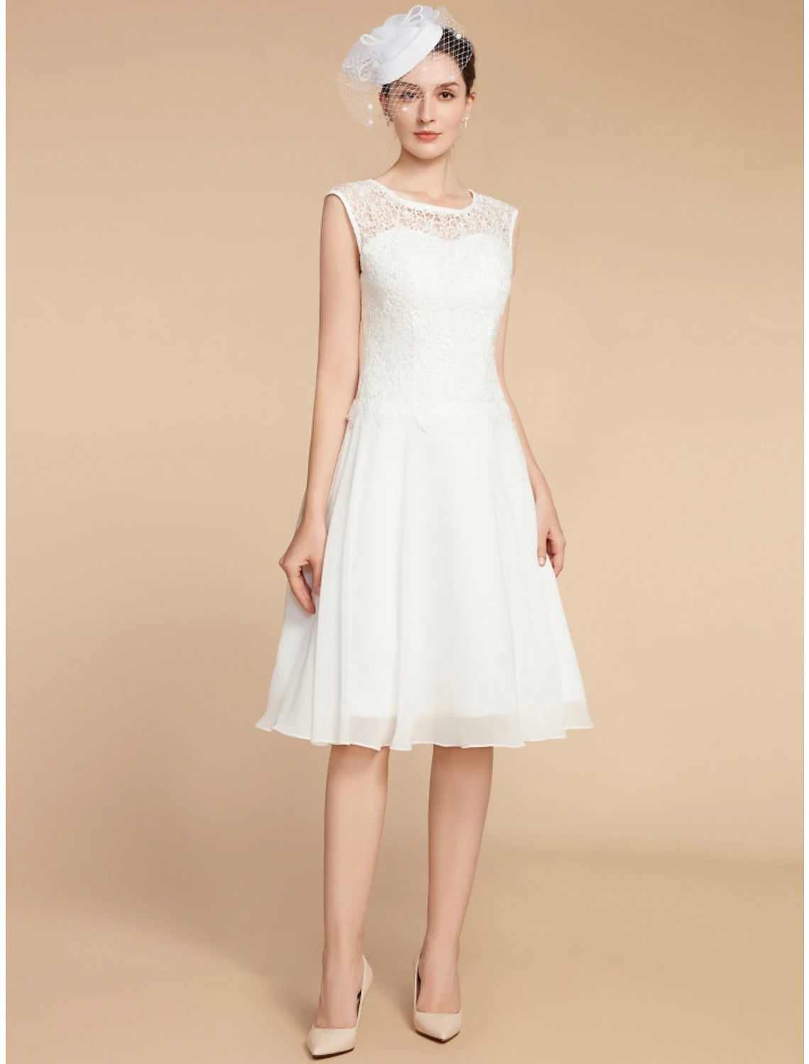 Side profile of the A-line dress, highlighting the pleated detail.