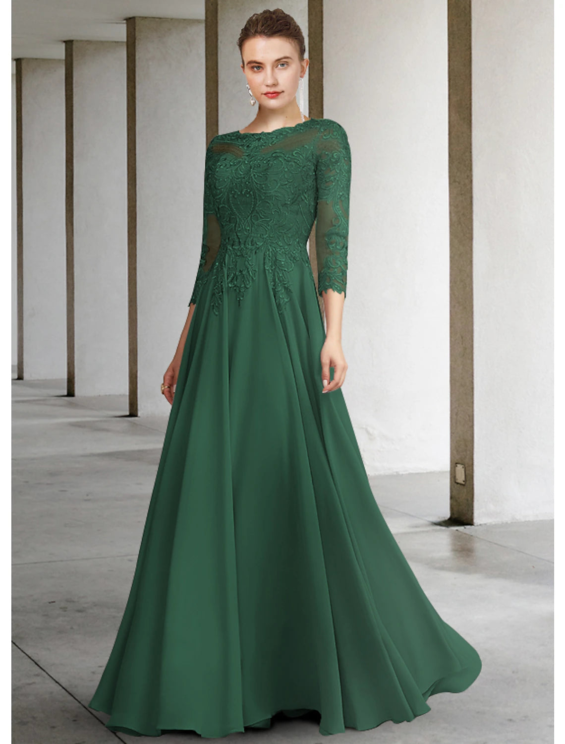 Elegant A-Line Mother of the Bride gown.