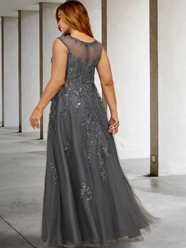 Full view of the A-line formal dress for Mother of the Bride.