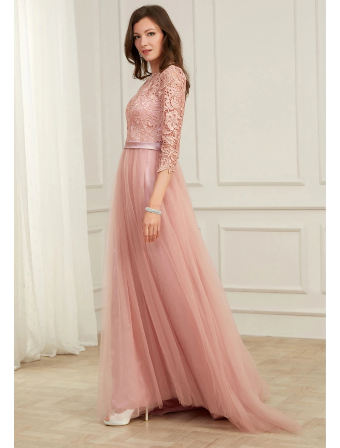 Full length view of the formal evening gown, suitable for parties and special occasions.