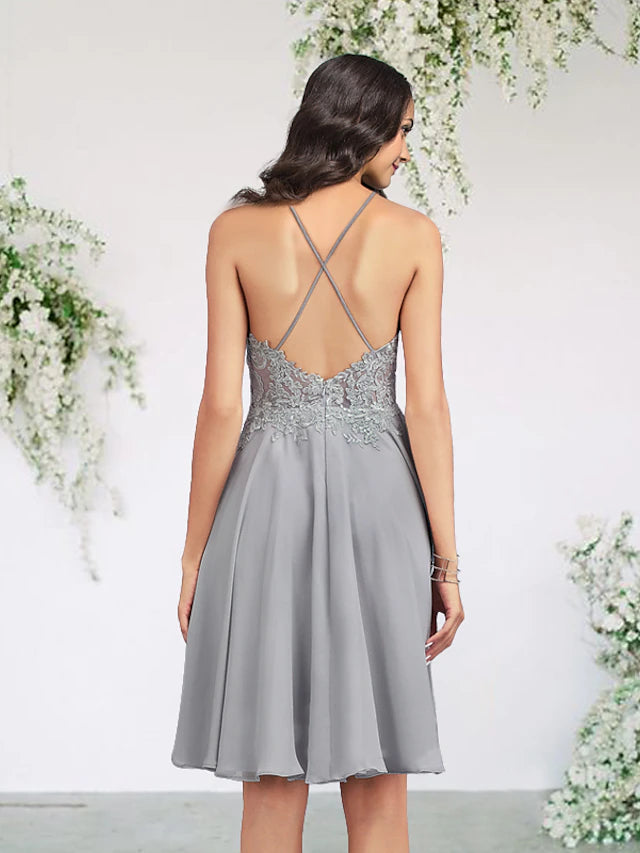 Side view of the A-Line bridesmaid dress, highlighting the flattering silhouette.
