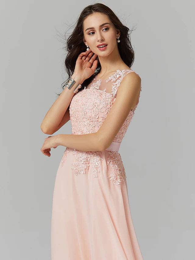 Close-up of appliques on chiffon lace dress.