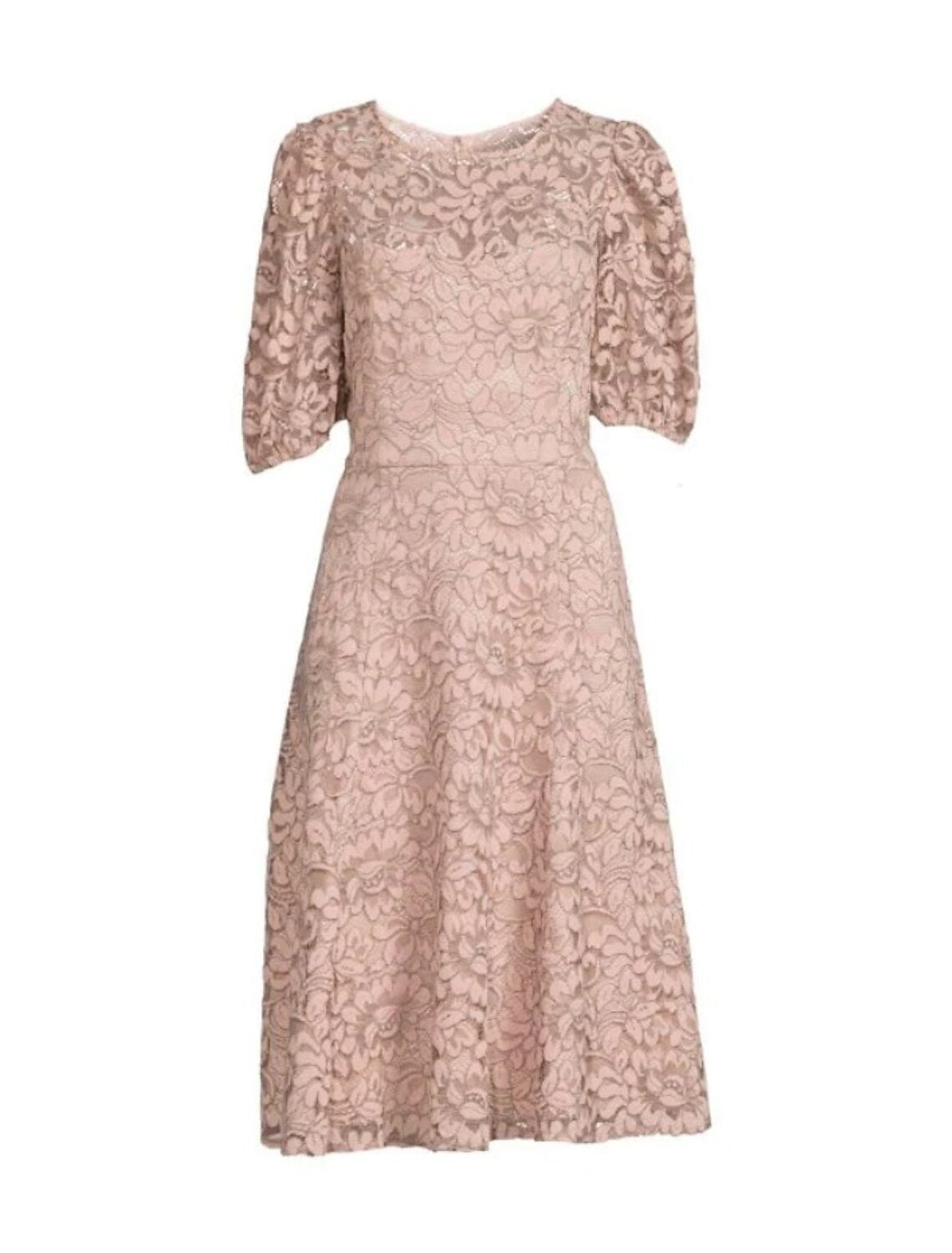 Elegant A-line Mother of the Bride dress with lace half sleeves and scoop neck.