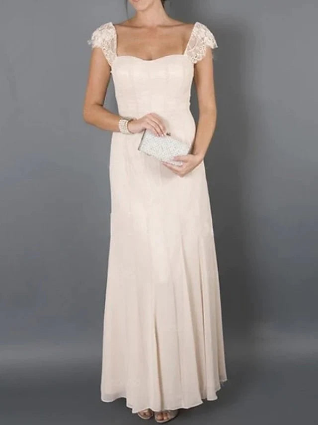 Elegant A-Line lace sleeveless mother of the bride dress.