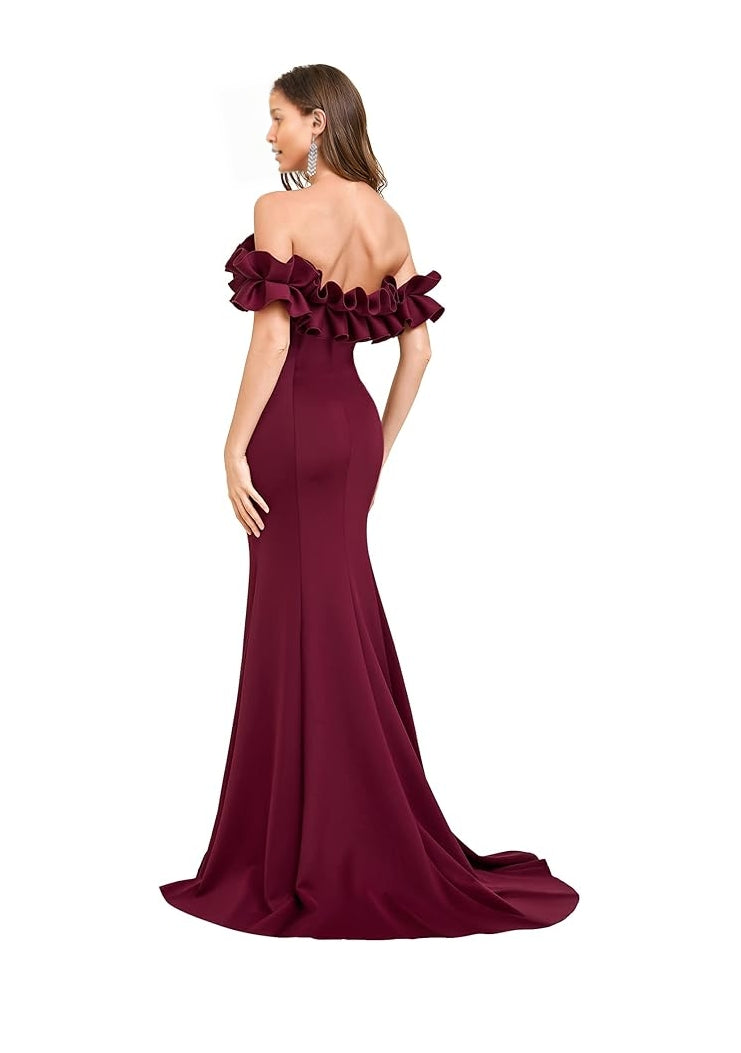 A-line mermaid off-shoulder prom dress, showcasing the silhouette.