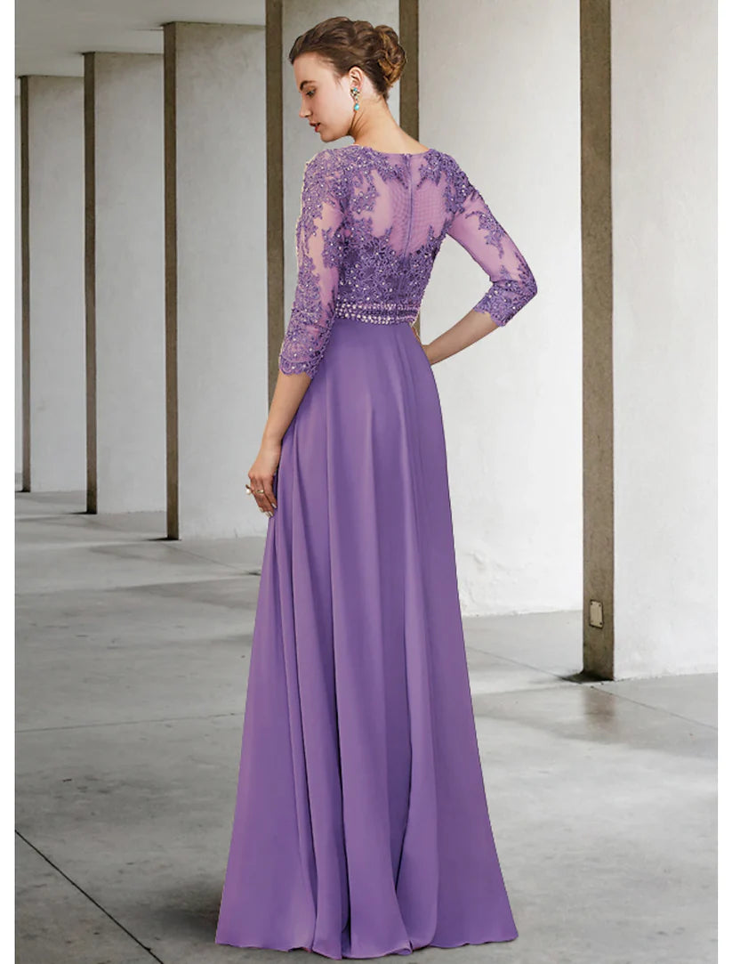 Detail of pleated skirt and lace on elegant formal gown.