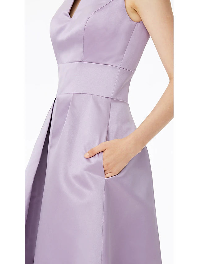 Full length view of a bridesmaid dress with hidden pockets.