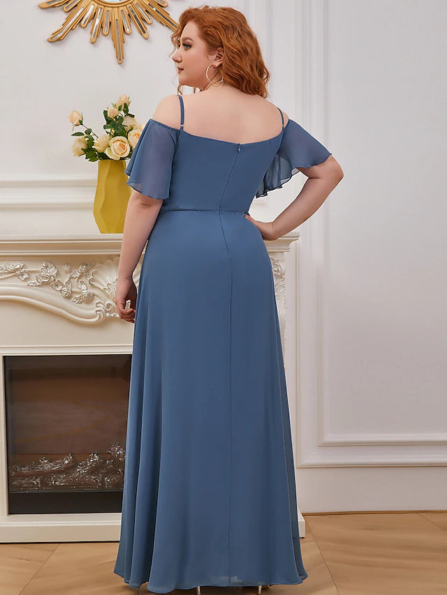 Chiffon bridesmaid dress showcasing the elegant draping.