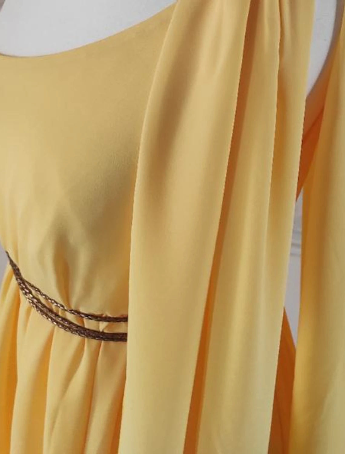 Back view of the A-line one-shoulder chiffon dress.