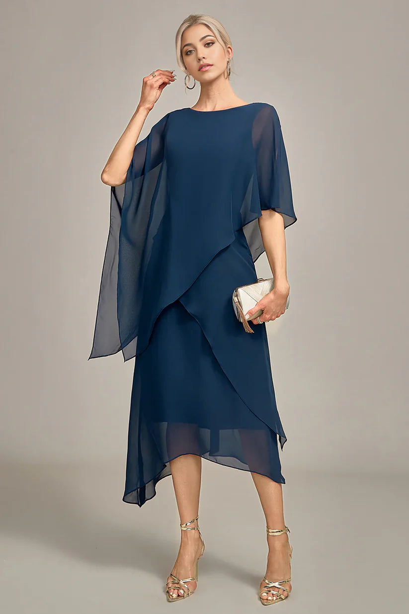 Elegant A-line sequin mother of the bride dress with appliques.