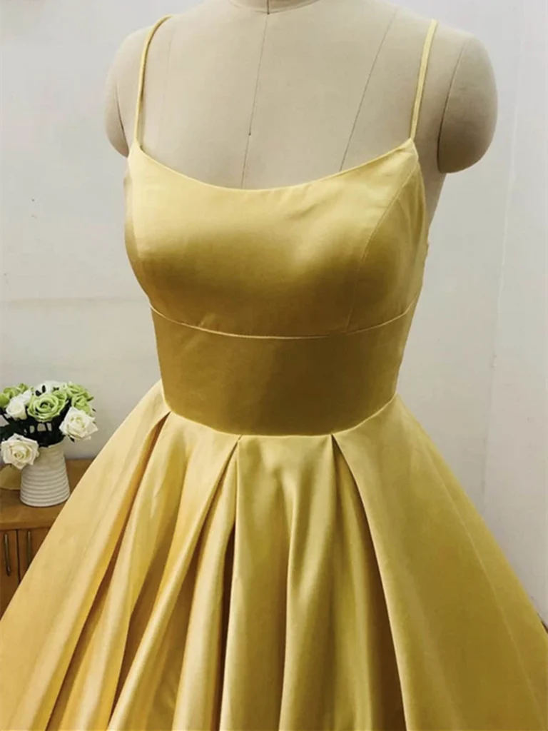 Elegant A-line satin V-neck long dress for formal occasions.