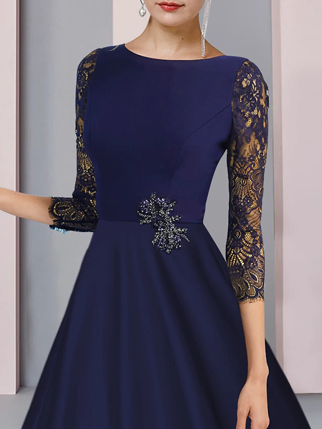 Back view of the A-line Mother of the Bride dress, suitable for church and party.
