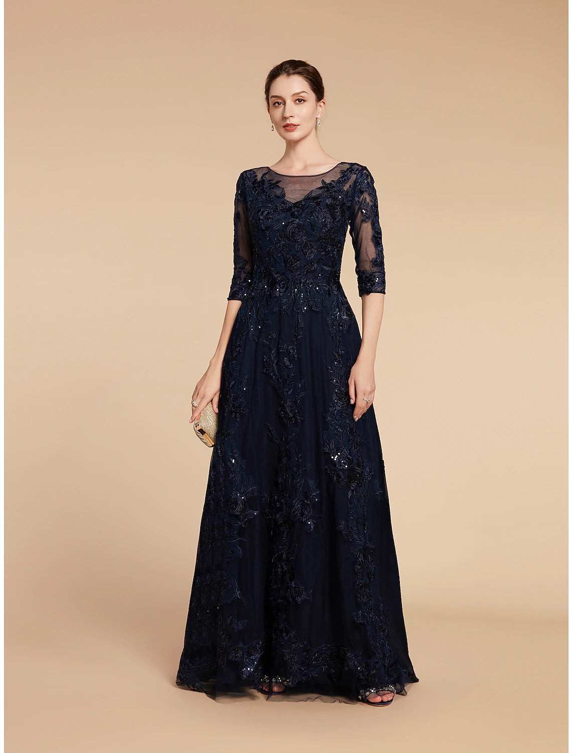 Elegant A-Line Mother of the Bride gown.