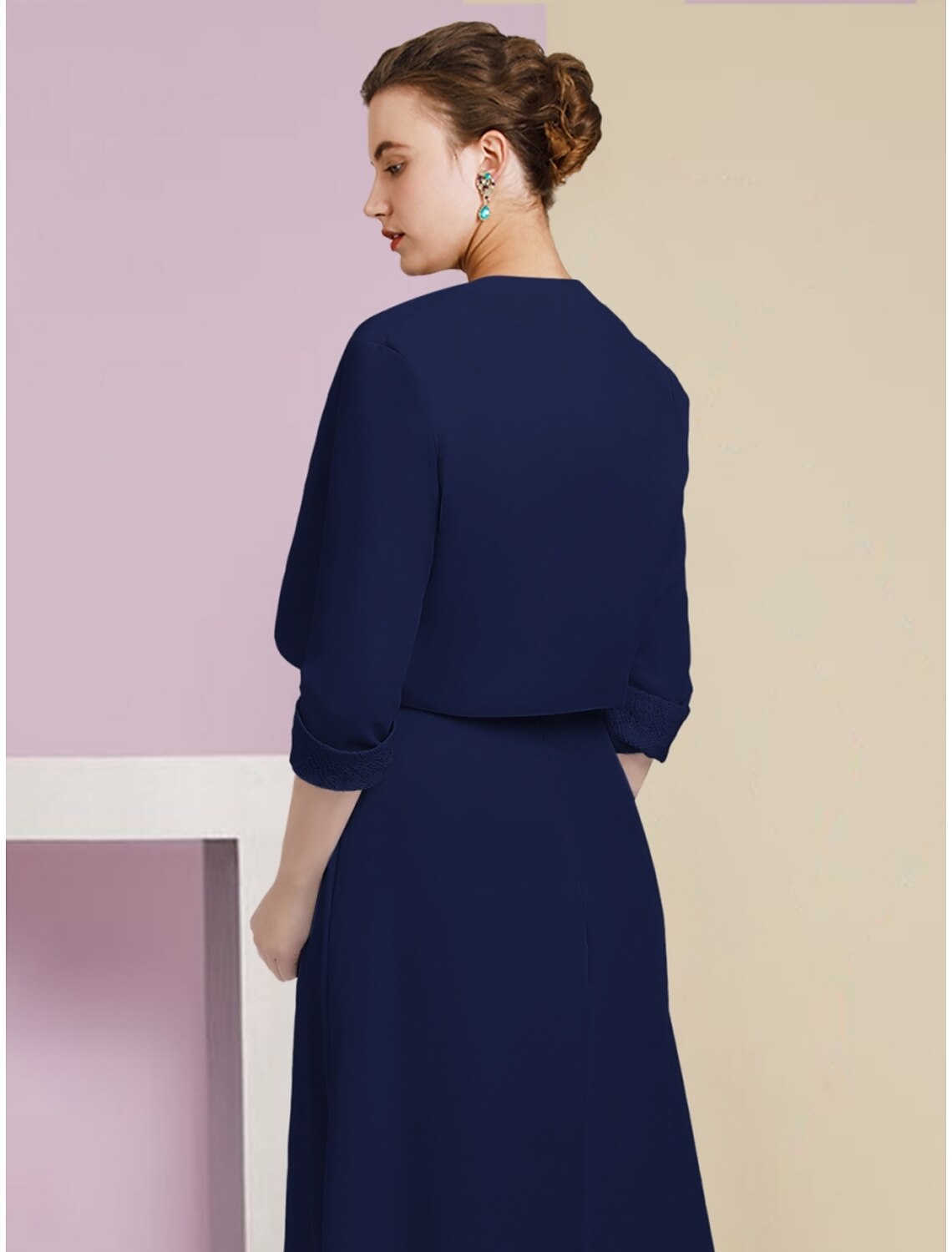 Back view of the ankle-length A-Line dress, showcasing its flowing silhouette.