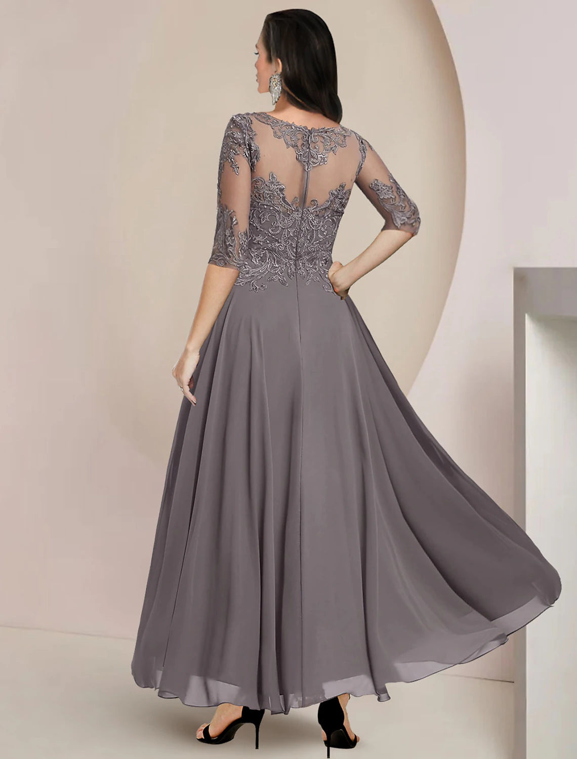 Mother of the Bride dress in A-line silhouette, suitable for wedding guests.