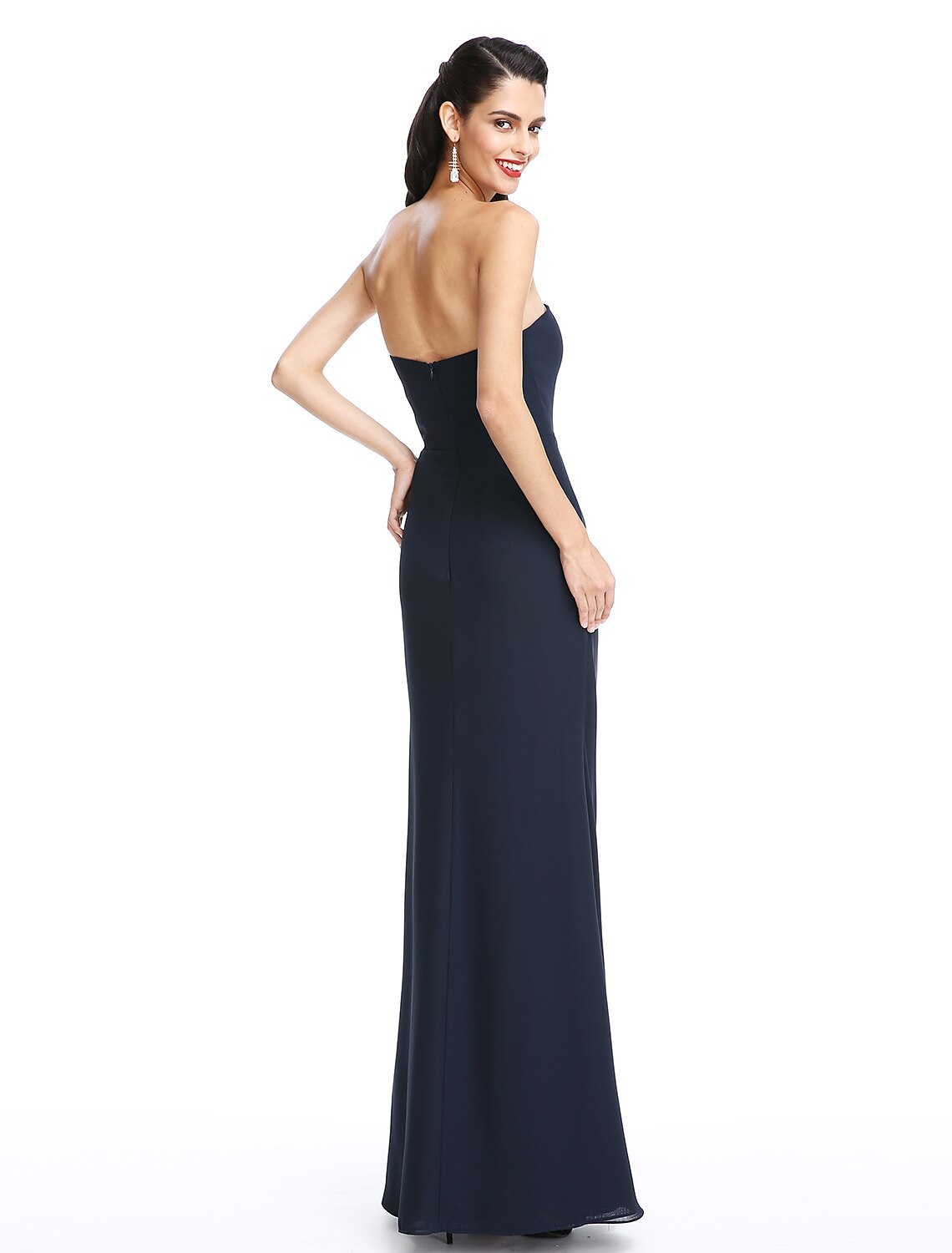 Back view of the convertible A-Line Mother of the Bride dress.