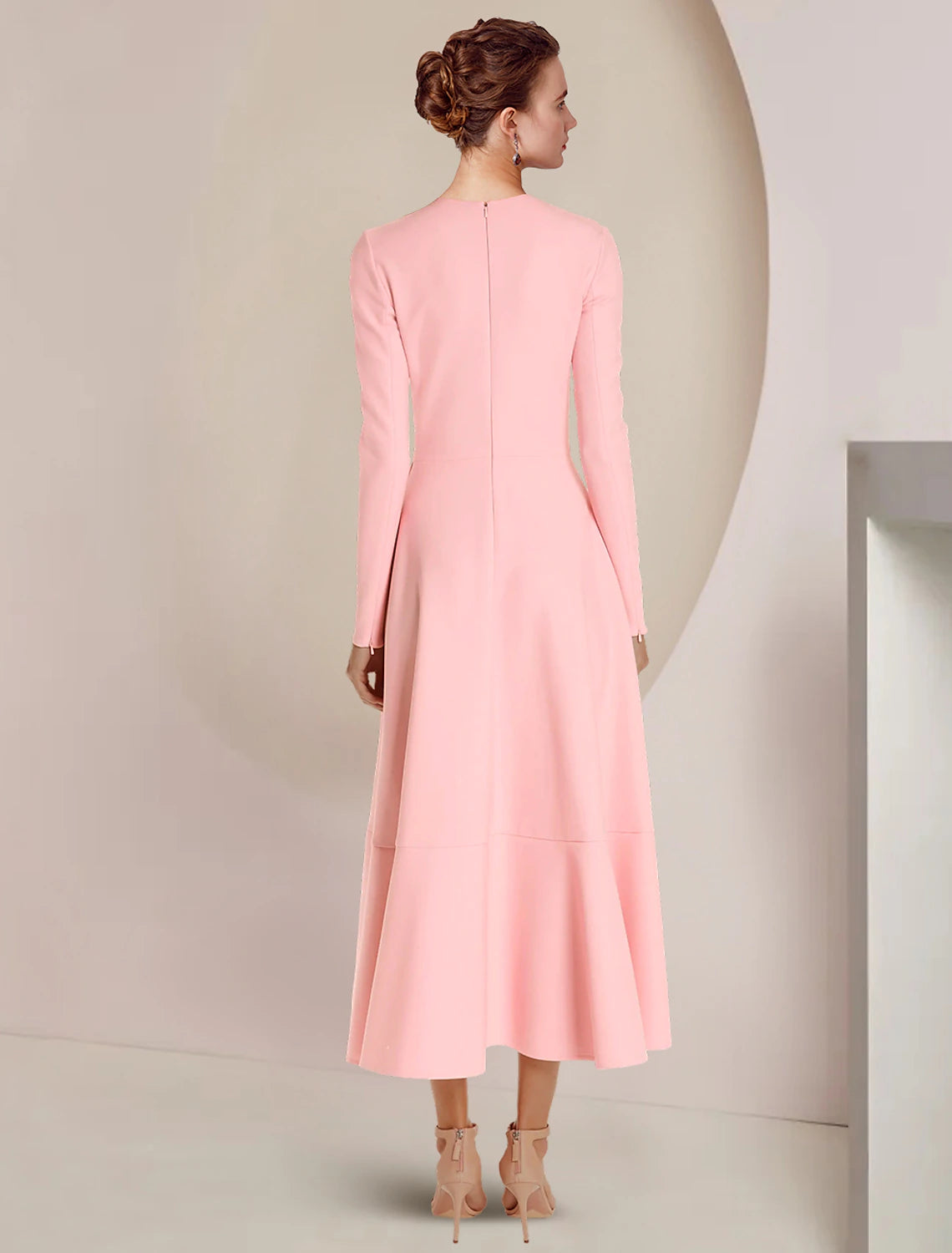 Back view of the high-low hem A-Line formal dress.