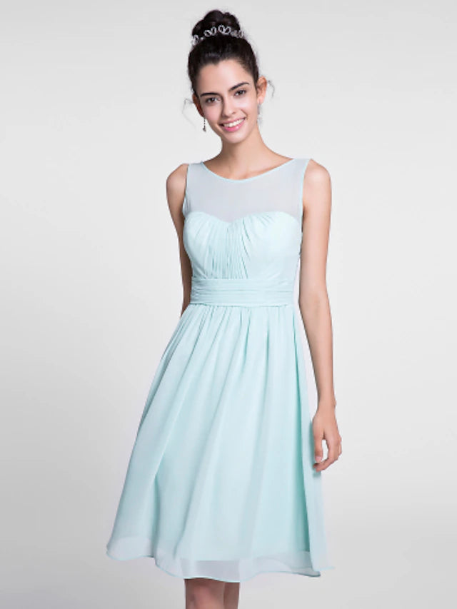 Chiffon fabric detail on a knee length dress.