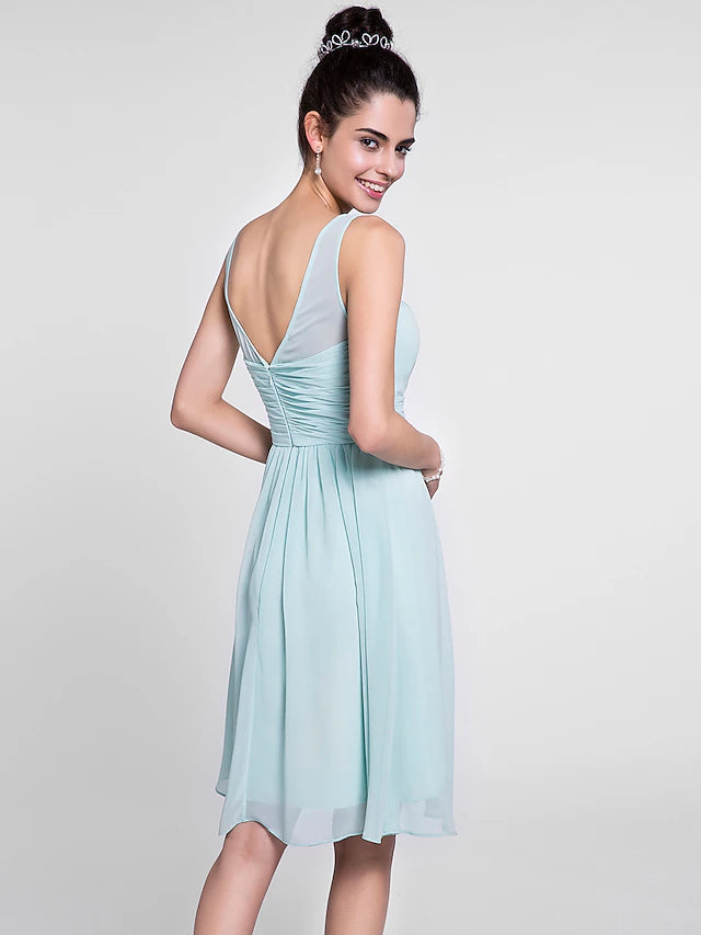 Elegant A-Line dress for bridesmaids or formal occasions.