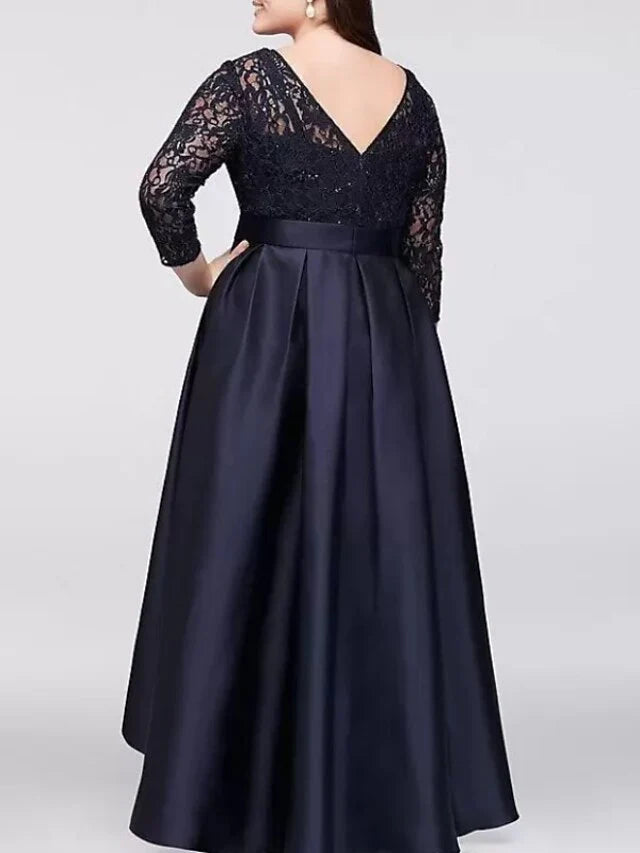 Elegant A-line Mother of the Bride gown, ankle-length, in a solid color.