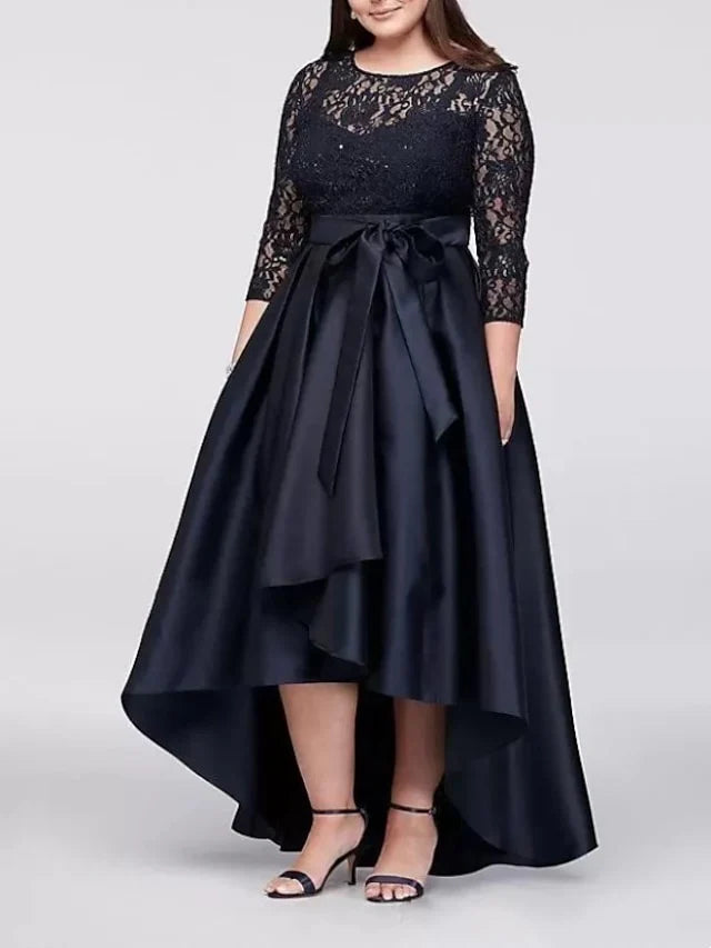 Formal A-line dress for wedding guests, featuring a graceful silhouette.