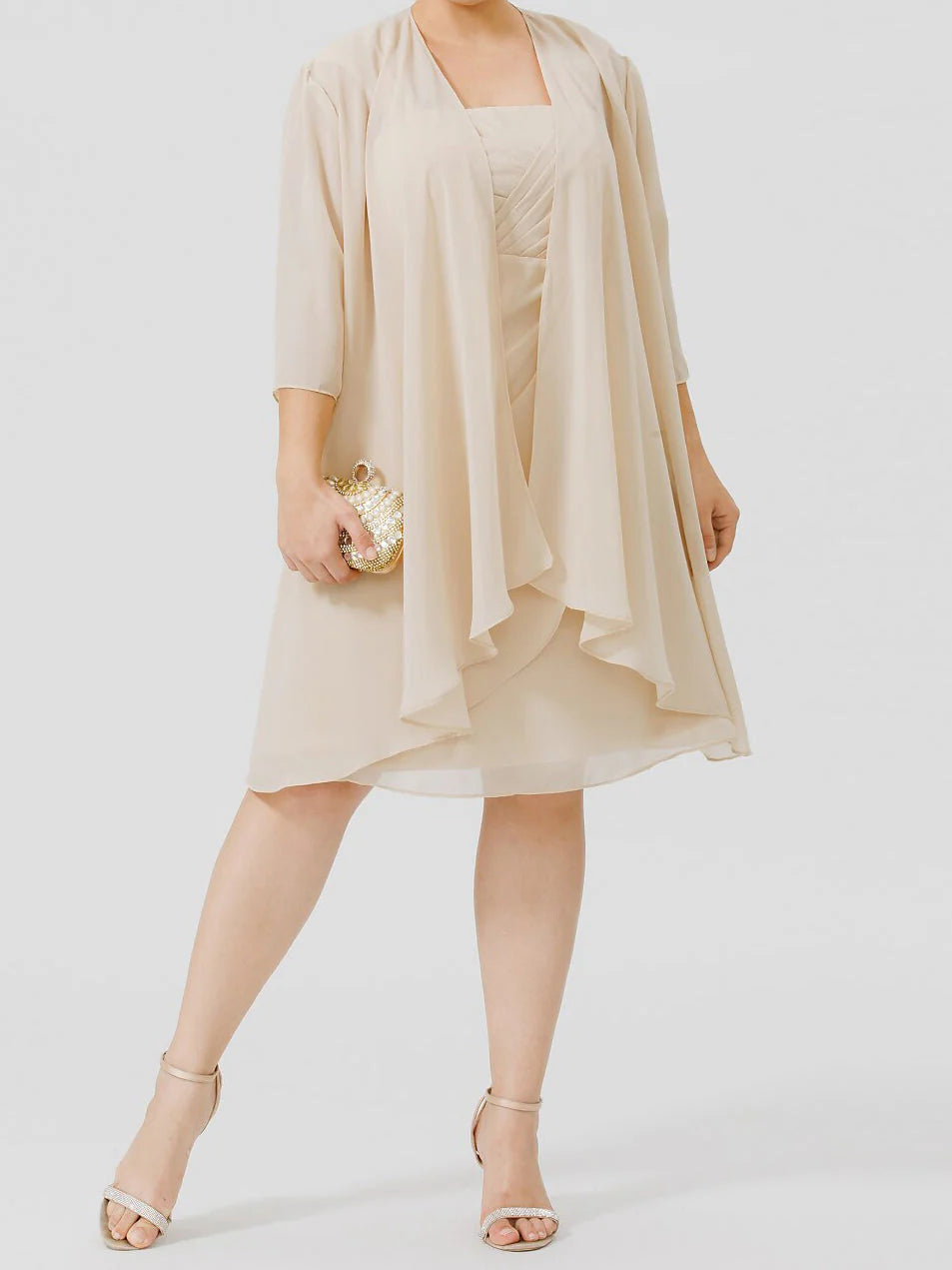 Elegant A-line sleeveless knee-length dress for mother of the bride.