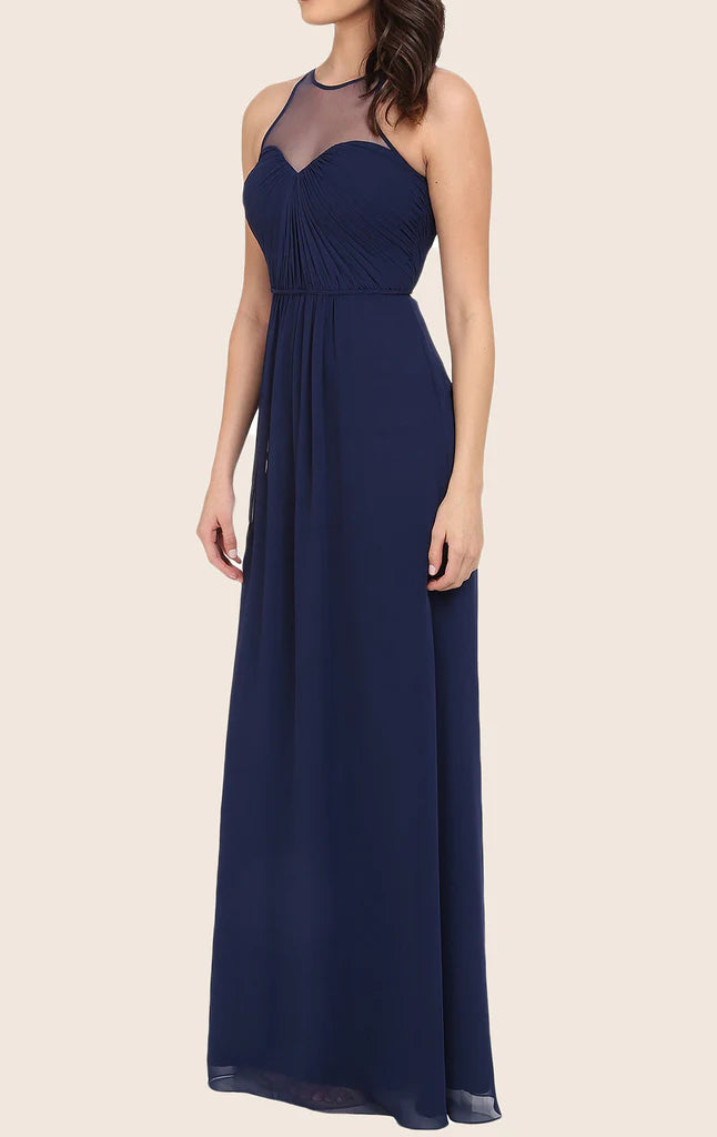 Back view of the spaghetti strap chiffon dress.